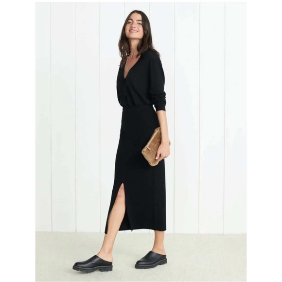 Jenni Kayne Dresses & Skirts - Jenni Kayne Ludlow Cashmere Blend Black Midi Pencil Skirt Ribbed Knit Slit Small